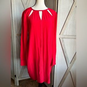 BCBG MAXAZRIA emmalise sheer cutout/ midi dress, fire red/ Berry red/coral sz XS